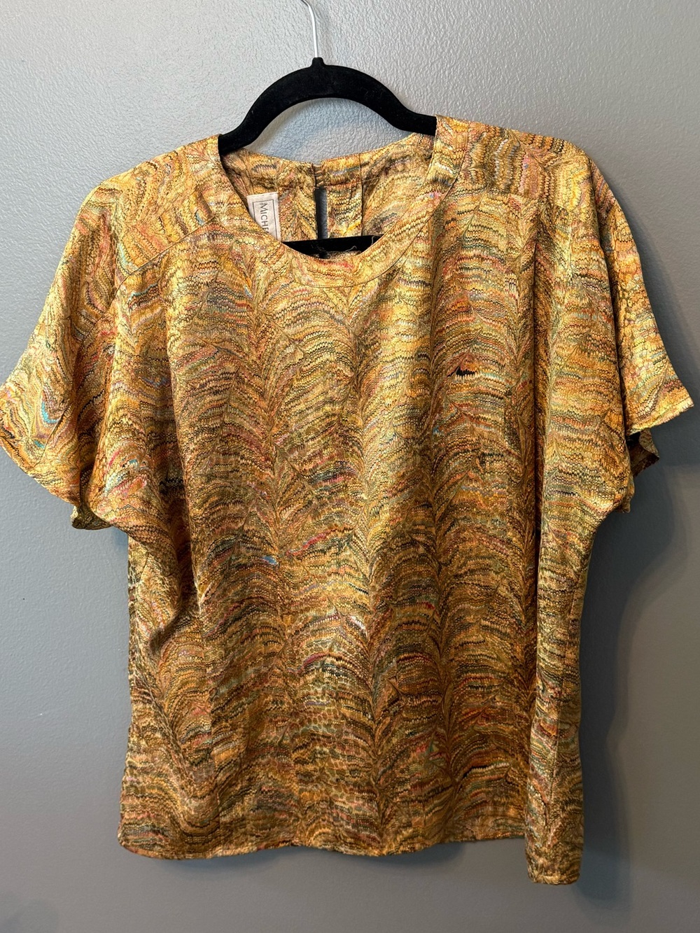 Michelle Stuart vintage gold multicolor blouse